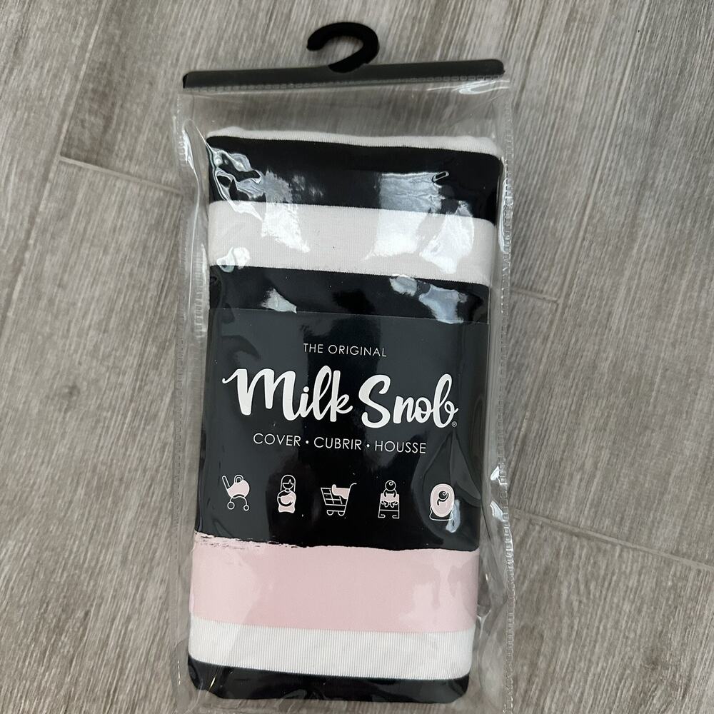 Milk Snob 5-in-1 Nursing Cover/Baby Car Seat Canopy B&W Signature Stripe NEW USA